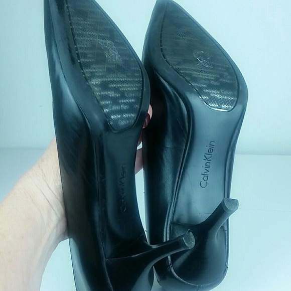 CALVIN KLEIN l Dolly Pumps Black Pointed Toe - Picture 6 of 8
